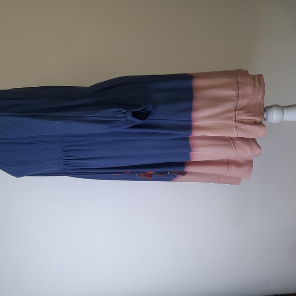 Anthropologie Holding Horses Blue Pink Ombre Tassel Closure Boho Dress, Size 4P - Picture 5 of 8